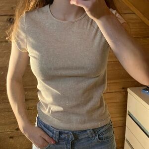 Women’s size Medium beige American Eagle ribbed cropped top